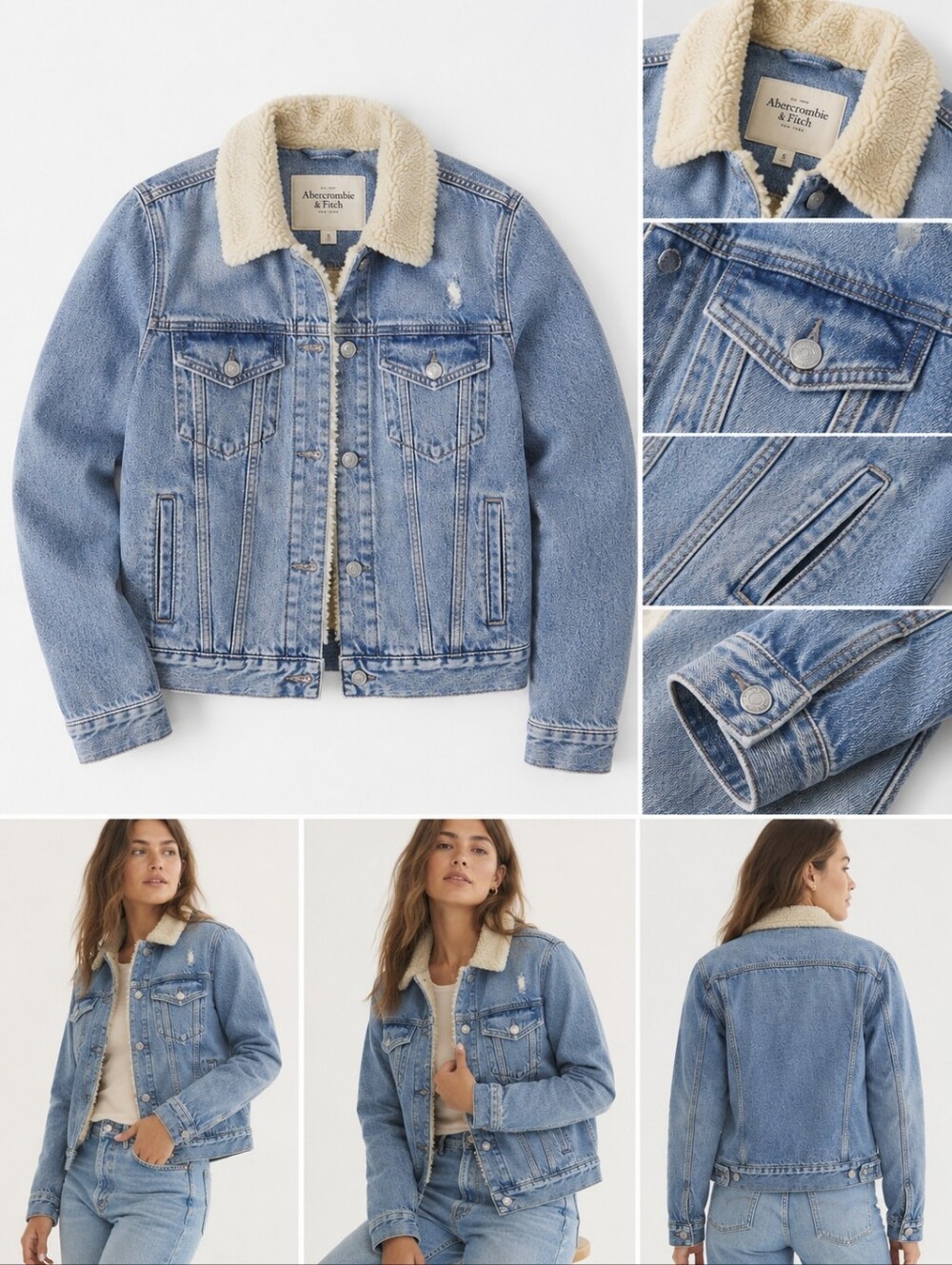 Abercrombie &‎ Fitch Blue Denim Sherpa Lining/collar Size M